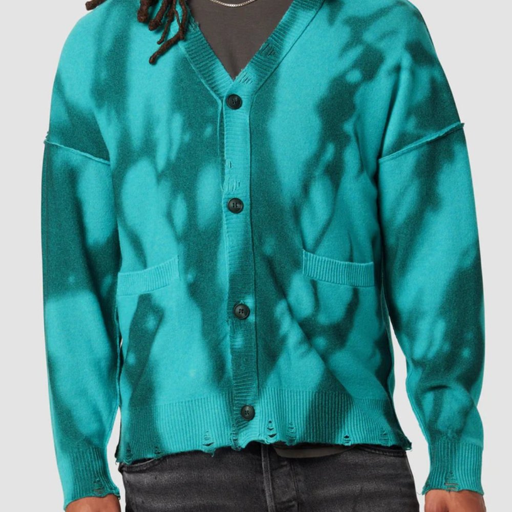 Hudson Men's Cardigan Sweater Turquoise